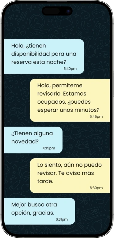 Teléfono con chat de restaurante