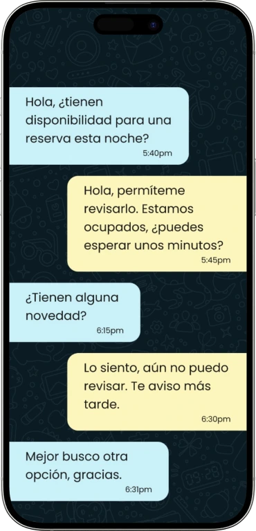 Teléfono con chat de restaurante